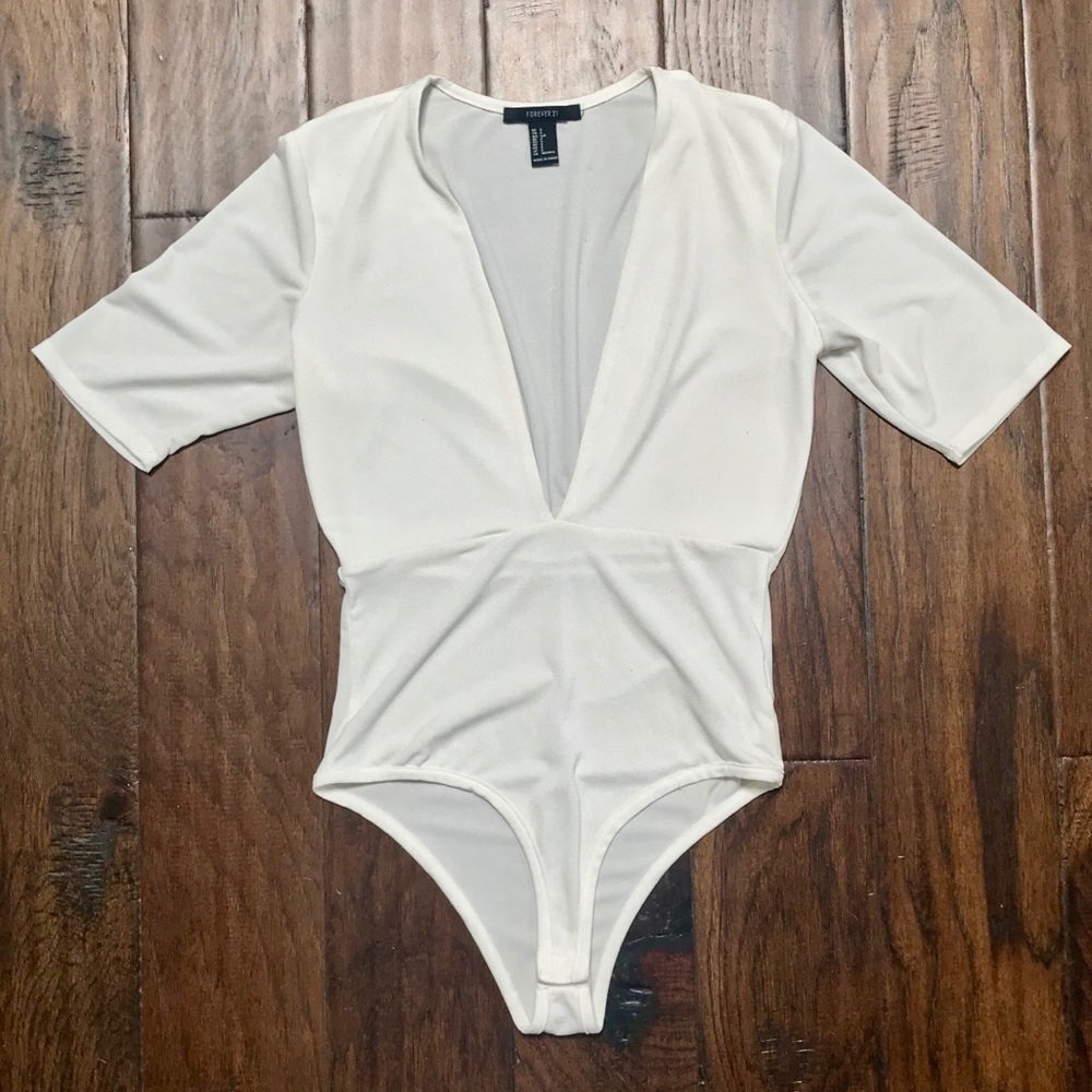 F.21- White/Cream plunge bodysuit - Picture 2 of 3